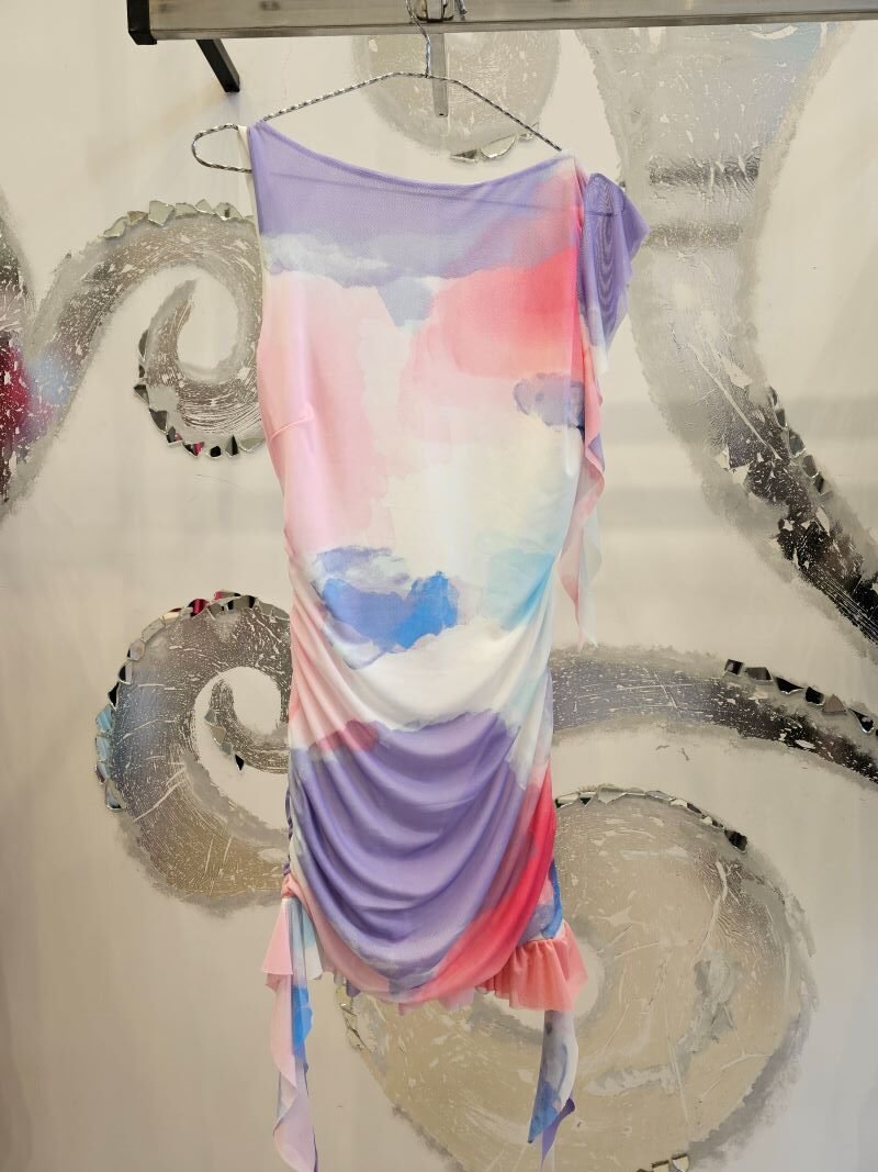 L481 Vestido luxury mesh estampado Budafest