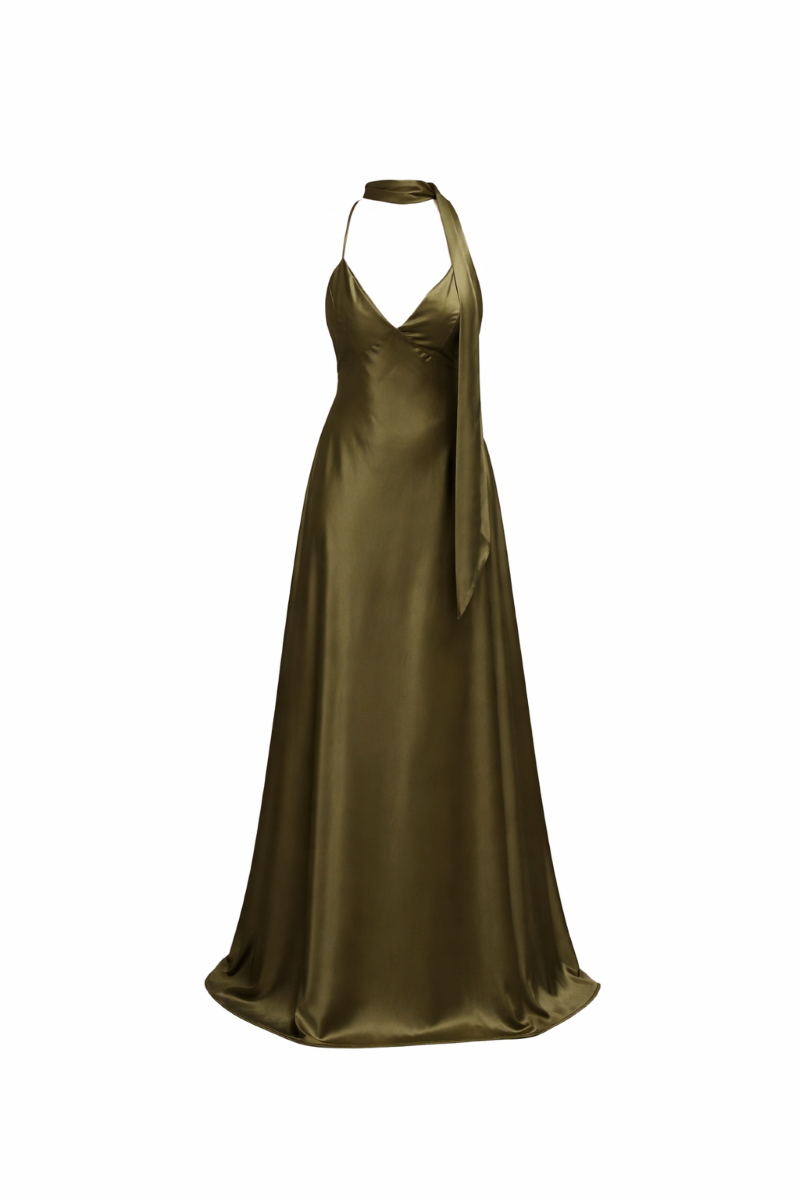 L524 Vestido largo saten Angeles