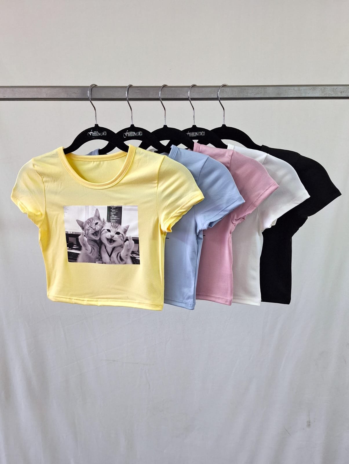 Remera top 2 GATITOS modal soft